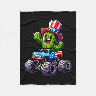 Couverture Polaire Cactus Riding Monster Truck 4 Juillet