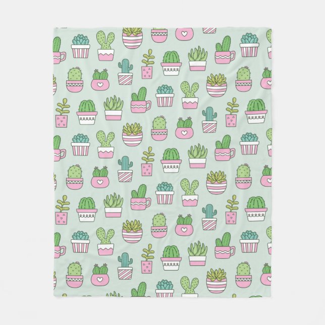 Couverture Polaire Cactus Succulents Plante Doodles Motif (Devant)