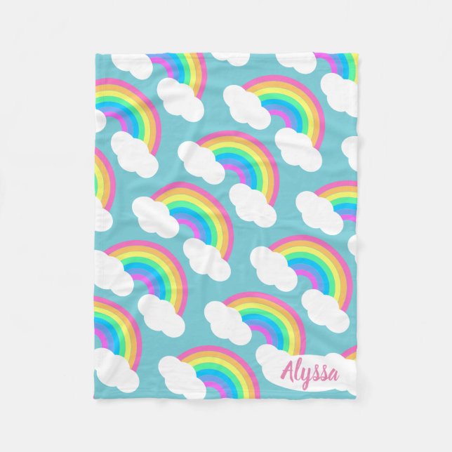 Couverture Polaire Cadeau assez en pastel personnalisé d'arcs-en-ciel (Devant)