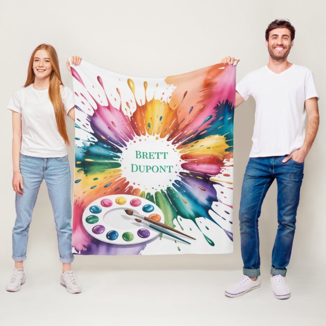 Couverture Polaire Cadeau d'anniversaire Color Splash Art (En situation)