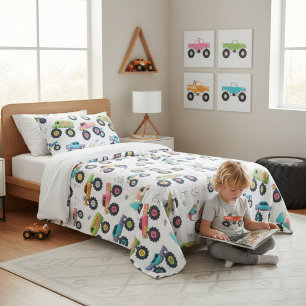 Couverture Polaire Cadeau de chambre d'enfants pour camions monstres
