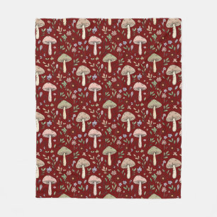 Couverture Polaire Cadeau de champignons rouges prune Cozy Dark Acade