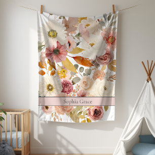 Couverture Polaire Cadeau de douche bébé Nursery Floral Printemps Aut