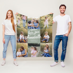 Couverture Polaire cadeau de famille 8 photo petit-enfant simple typo