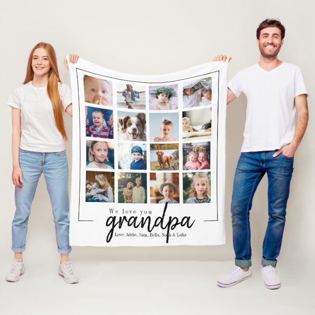 Couverture Polaire cadeau de grand-père de collage photo (En situation)