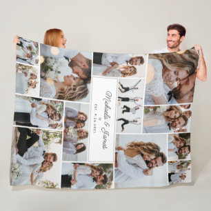 Couverture Polaire Cadeau de mariage à collage de 14 photos avec les