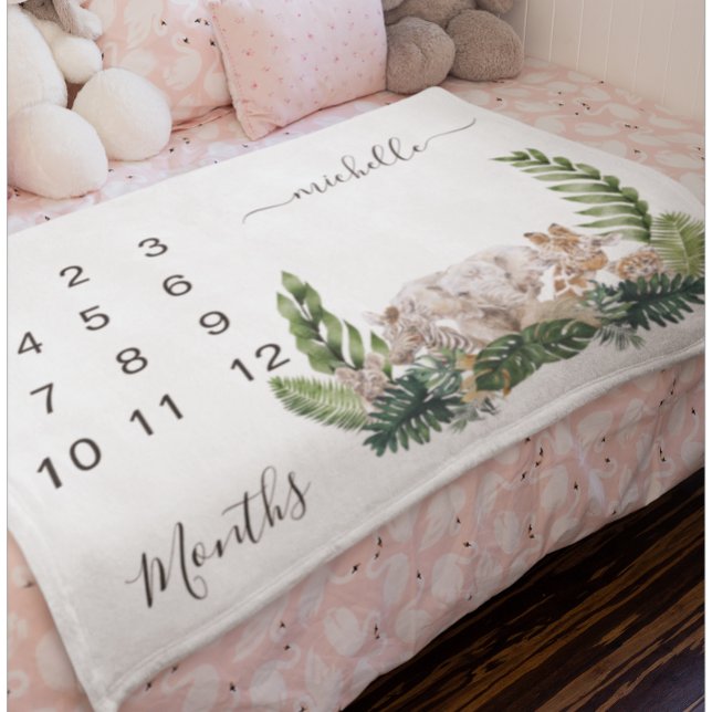 Couverture Polaire Cadeau de naissance pour bébé - Animal de la jungl (Créateur téléchargé)