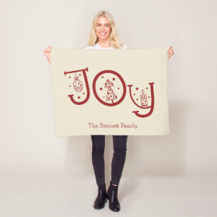 Couverture Polaire Cadeau de Noël graphique de joie fantaisiste minim