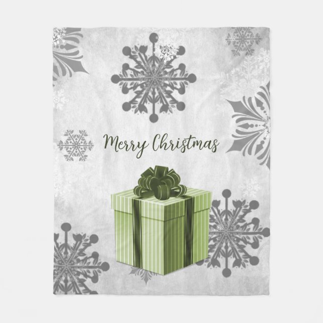 Couverture Polaire Cadeau de Noël vert Blanche-polaire (Devant)
