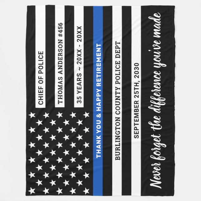 Couverture Polaire Cadeau de retraite de la police personnalisé Ligne (Devant)