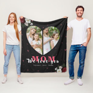 Couverture Polaire Cadeau en forme de coeur simple noir pour la fête 