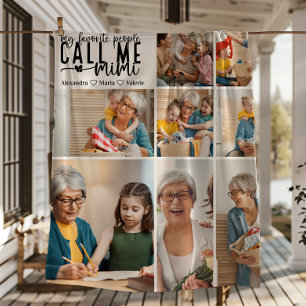 Couverture Polaire Cadeau Mimi personnalisé avec 8 photos