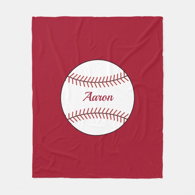 Couverture Polaire Cadeau personnalisé de base-ball rouge (Devant)