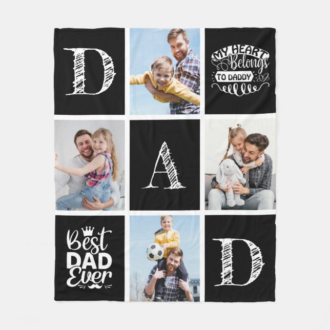 Couverture Polaire Cadeau personnalisé papa pour hommes (Devant)