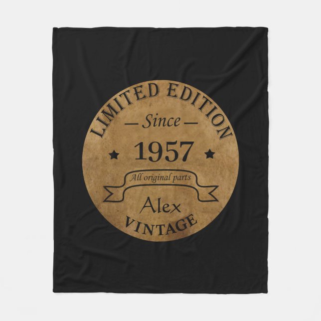 Couverture Polaire Cadeau personnalisé vintage 65e anniversaire (Devant)