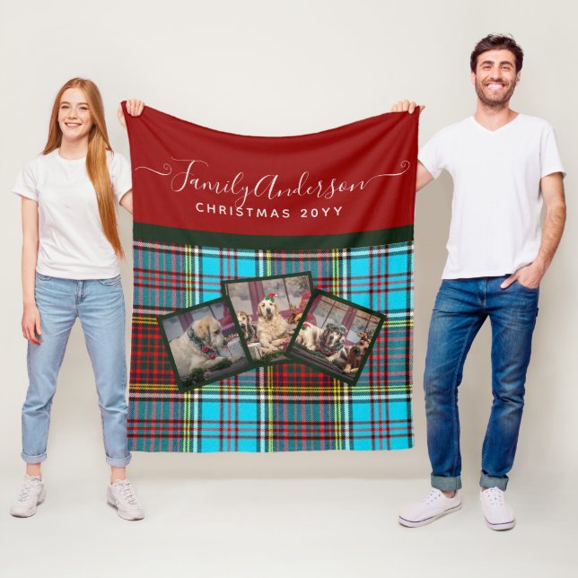 Couverture Polaire CADEAU PHOTO DE NOËL - Anderson Tartan Collage (En situation)
