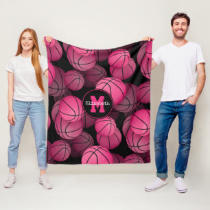 Couverture Polaire cadeau sportif rose girly personnalisées basket-ba