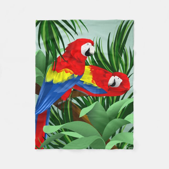Couverture Polaire Cadeaux d'amant de perroquet d'ara d'écarlate (Devant)