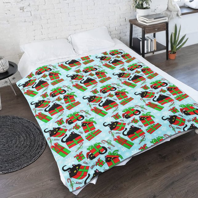 Couverture Polaire Cadeaux de Noël de chat noir (Créateur téléchargé)
