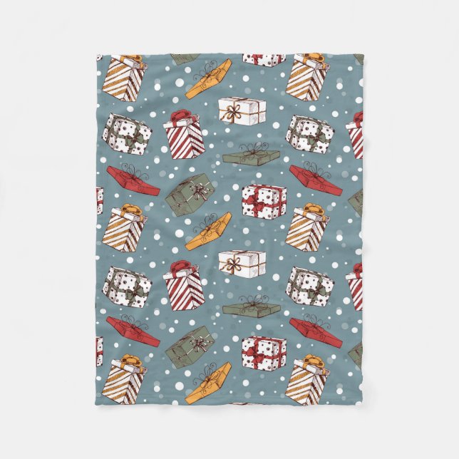 Couverture Polaire Cadeaux de Noël motif (Devant)