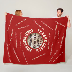 Couverture Polaire Cadeaux d'entraîneur de baseball rouge et blanc, t