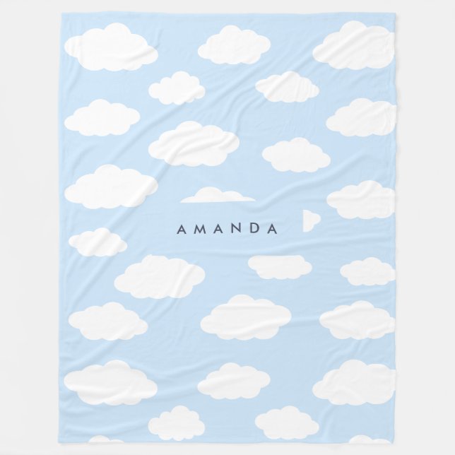 Couverture Polaire Cadeaux Monogramme Cute Girl Blue Cloud personnali (Devant)