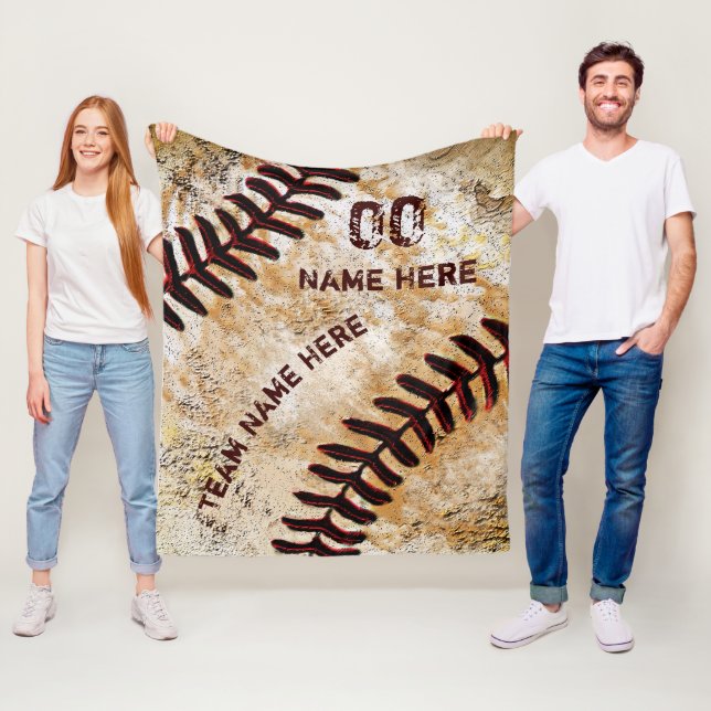 Couverture Polaire Cadeaux nocturnes senior de baseball personnalisés (En situation)