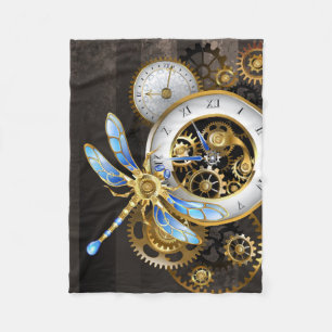 Couverture Polaire Cadran Steampunk avec libellule