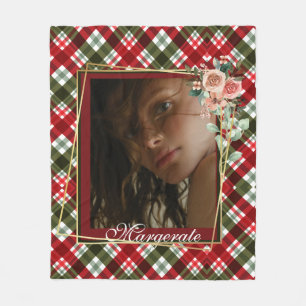 Couverture Polaire Cadre doré élégant cadre Floral élégant photo mode