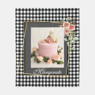 Couverture Polaire Cadre doré élégant cadre Floral élégant photo mode