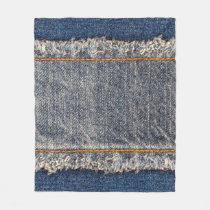 Couverture Polaire Cadre en tissu jean bleu Denim. Dénim bleu fleur