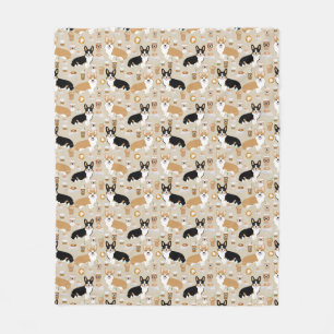 Couverture Polaire Café de corgi - conception de corgi de cardigan