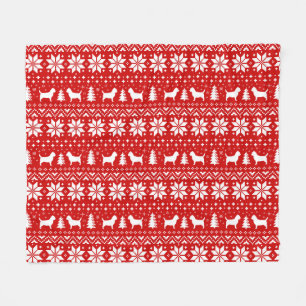 Couverture Polaire Cairn Terrier Chien Silhouettes Motif de Noël