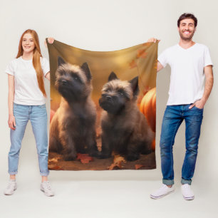 Couverture Polaire Cairn Terrier Chiot Automne Citrouille de plaisir