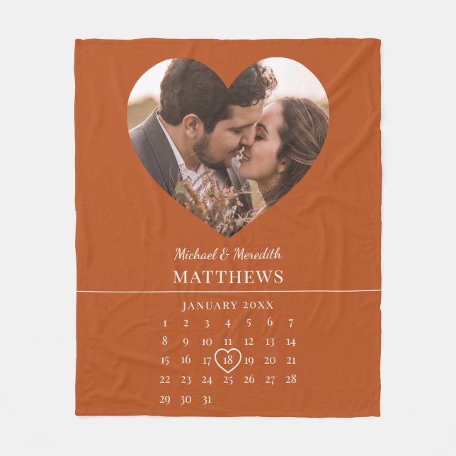 Couverture Polaire Calendrier moderne d'anniversaire de mariage d'aut (Devant)