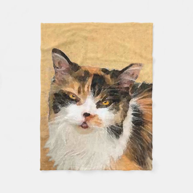 Couverture Polaire Calico Cat Painting - Cute Original Cat Art (Devant)