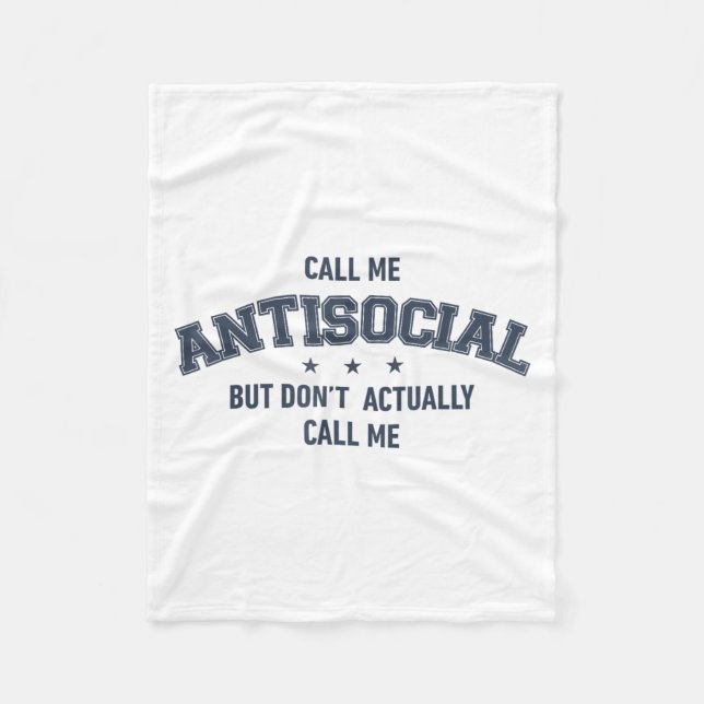 Couverture Polaire Call Me Antisocial But Don't Actually Call Me Funn (Devant)