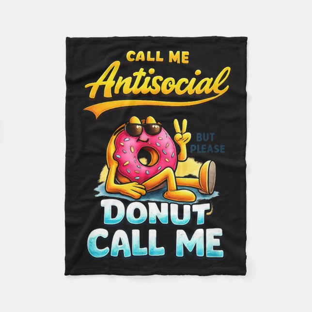 Couverture Polaire Call Me Antisocial Donut Pun Funny Introvert Quote (Devant)