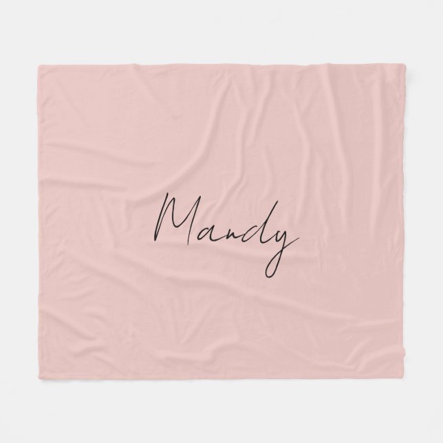 Couverture Polaire Calligraphie Élégant Rose Or Plaine Nom simple (Devant (Horizontal))