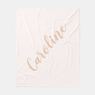 Couverture Polaire Calligraphie minimaliste personnalisée Nom Blush 