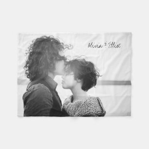 Couverture Polaire Calligraphie minimaliste photo personnalisée Nom K