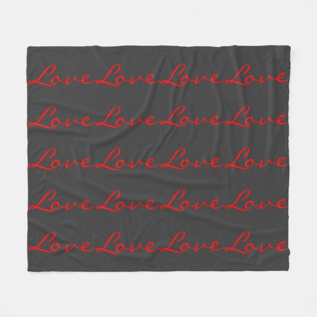 Couverture Polaire Calligraphie tendance gris-rouge mariage amour (Devant (Horizontal))