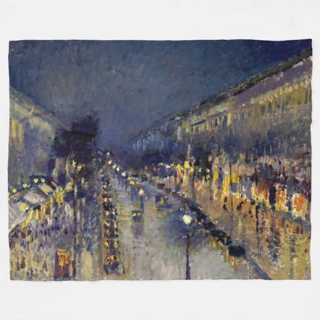 Couverture Polaire Camille Pissarro - Boulevard Montmartre en nuit (Devant (Horizontal))