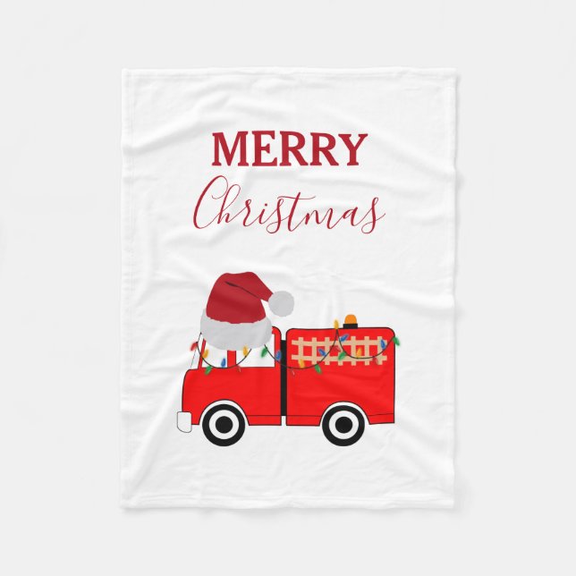 Couverture Polaire Camion de feu rouge de Noël (Devant)