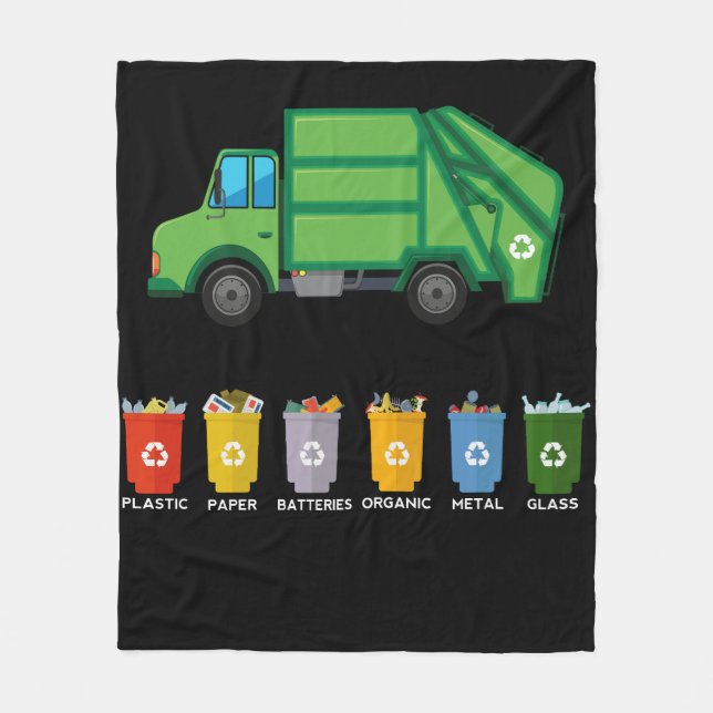 Couverture Polaire Camion de recyclage Enfants Camion de déchets (Devant)