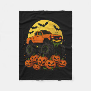 Couverture Polaire Camion monstre Halloween écrasant des citrouilles 