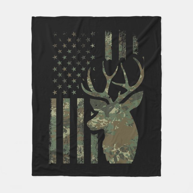 Couverture Polaire Camo American Flag Chasse de canard cadeau pour El (Devant)