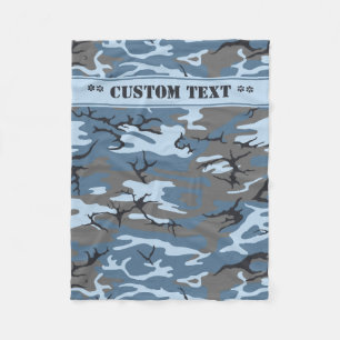 Couverture Polaire Camo bleu avec le texte fait sur commande