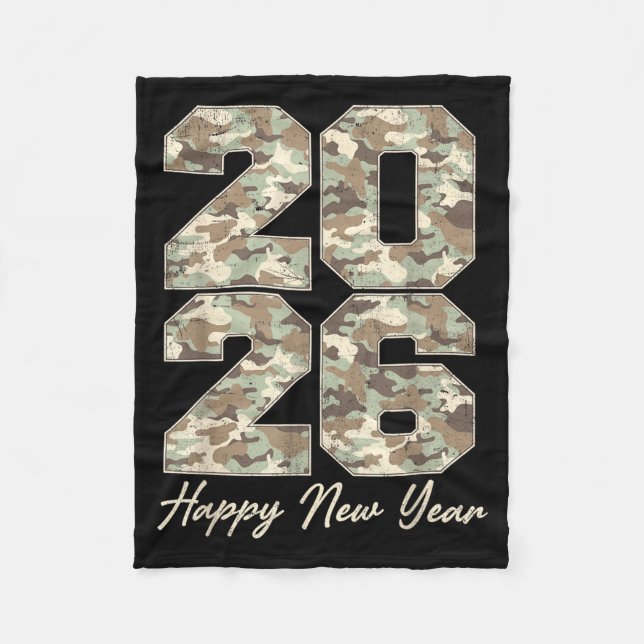 Couverture Polaire Camo Happy New Year Party 2026 Family Matching Cos (Devant)