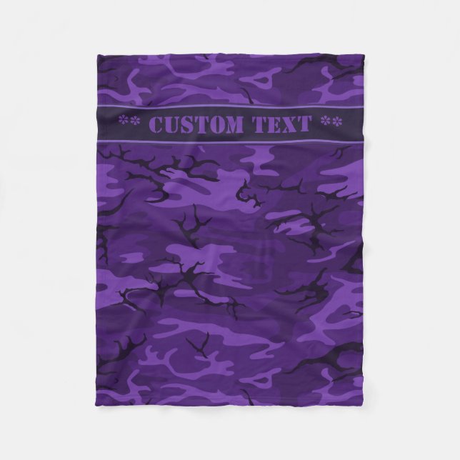 Couverture Polaire Camo violet foncé avec texte personnalisé (Devant)